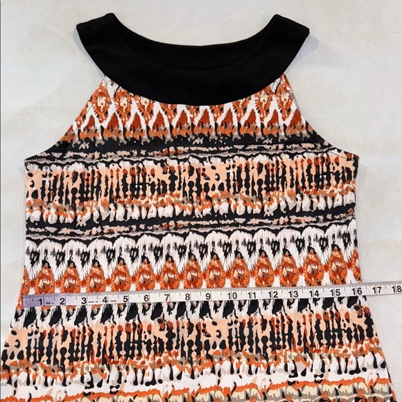 Clientele Dress Orange and Black Sleeveless Sheath Midi Summer - Picture 6 of 8
